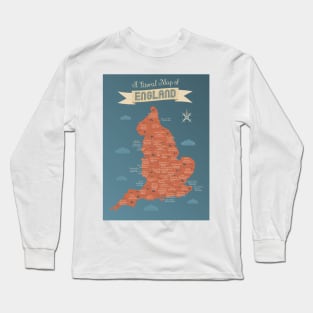 A literal map of England with counties Long Sleeve T-Shirt